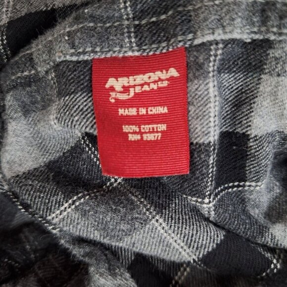 Arizona Jean Co Mens Black Gray Plaid Flannel Button Up Shirt XL - Picture 5 of 6